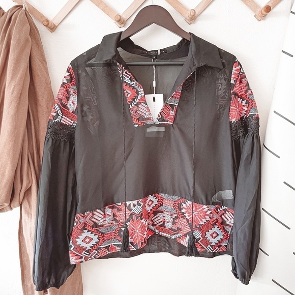 Endless Rose Dorian Embroidered Chiffon Blouse - Picture 1 of 7